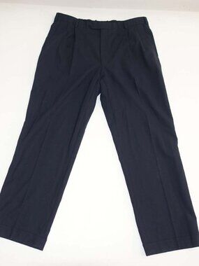 Brooks Brothers Men's Stretch Dress Pants 36 x 30 Navy Blue Wool Pleated Slacks
